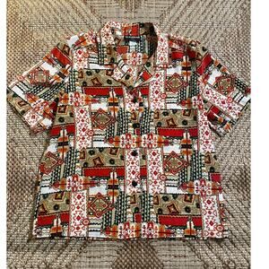 Vtg. Notations Petite short sleeve button up Sz 10 Southwestern Floral Print